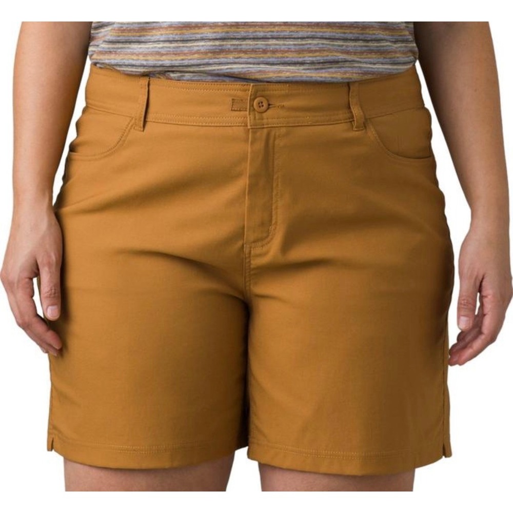 Prana‎ Womens Halle Short Plus II Earthbound Brown 22W x 7" Gorpcore Stretch UPF